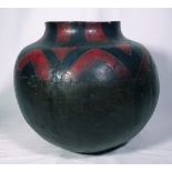 A Large Shona Painted Terracotta Beer Pot, 20th Century,