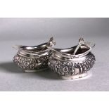 A Pair of Edwardian Silver Salts, Joseph Gloster, Birmingham, 1905 and 1906,