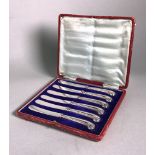 A Cased Set of Six Edwardian Silver-Handled Butter Knives, John Round & Son Ltd, Sheffield, 1909,