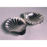 A Pair of Victorian Silver Shell-Shaped Butter Dishes, Atkin Brothers, Sheffield, 1896,