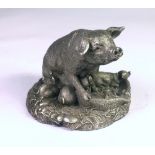A Silver Figure Of A Pig With Her Piglets, Country Artists, Birmingham, 1996