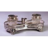 A George III Silver Inkwell, Indecipherable Makers Mark, Possibly London, 1816, Marks Worn