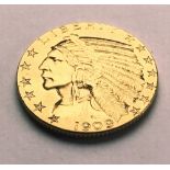 Indian Half eagle $5 Gold Coin, 1909, United States