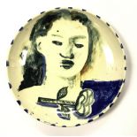 Deborah Bell (1957-): A Painted and Scrafitoed Ceramic Plate