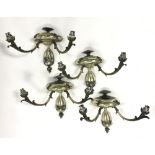 A Set Of Four Silver Plated Wall Lights, 20th Century