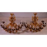 A Pair of Continental Gilt Bronze ID Branch Chandeliers, 20th Century