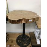 Industrial Style Occasional Table, Tree Trunk Top