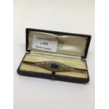 Art Deco Sapphire & Rose cut Diamond bar brooch