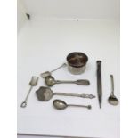 Collection of silver items salt spoons etc