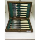 Box set of fish knives and forks IVory handles