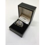 Designer Carrera y Carrera 18ct White Gold Diamond & Sapphire leaf motive ring