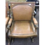 Oak & Leather Office Chambers Carver Chair