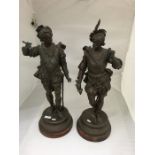 Pair of Victorian spelter Cavalier figures