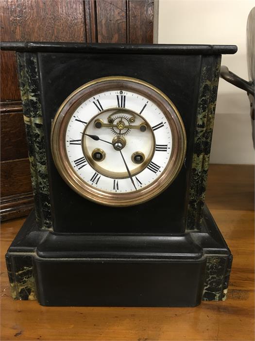 Black Marble Open Escapement Mantle Clock