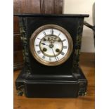 Black Marble Open Escapement Mantle Clock