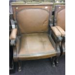 Oak & Leather Office Chambers Carver Chair