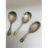 Three silver tea caddy spoons