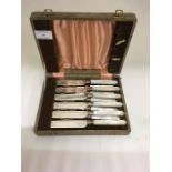 Victorian box set of mother-of-pearl and silver fish knives and forks