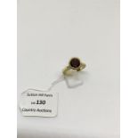 Heavy continental 14ct Gold Garnet solitaire ring