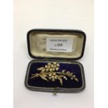 Victorian 15ct Gold & Seed Pearl floral spray brooch