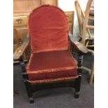 Bergere Reclining Oak Chair