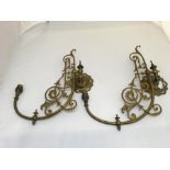 Pair of Victorian Brass wall light brackets