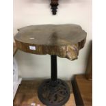 Industrial Style Occasional Table,Pine Plank Top