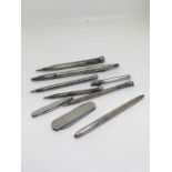 Selection of silver And white metal pencils and pen knives