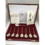 boxed set of Dutch sterling silver apostle spoons by van Kempen