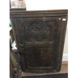 Victorian Oak Corner Cabinet, Carved Door