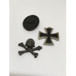 German ww2 badge, medal,silver scull cross bones badge