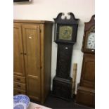 Carved Oak Brass Dial Grandfather Clock, Burton & Pattison