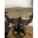 Industrial Style Occasional Table, Tree Trunk Top