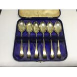 Cased set of silver teaspoons