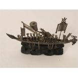 Chinese silver model of a junk