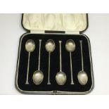 Cased set of silver teaspoons