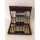 Box set of 12 Victorian fish knives and fork