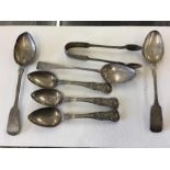 Collection of silver spoons 158g plus non silver sugar tongs