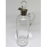 Antique silver mounted whiskey bottle flask