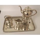 Dutch Silver Tea service service on silver gallery tray