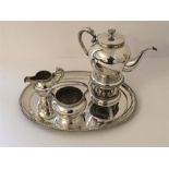 Antique Dutch 835 silver tea service On tray