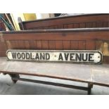 Cast Iron Woodland Avenue Street Sign