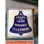 Local and Long Distant Telephone Enamel Sign, Double Sided,
