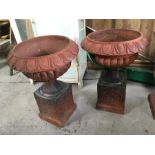 Pair Vintage Terracota Urns