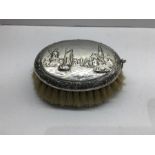 Ornate Dutch Silver Clothes Brush embossed with dutch silver river and town scene