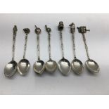 6 Continental silver Tea / Coffee Spoons silver weight 55g hallmarked 800