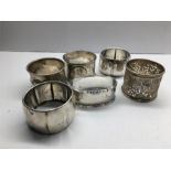 Collection of 6 Dutch Silver Serviette Rings