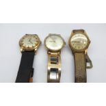 3 vintage Gents Wristwatches 2 pontiac nageur 1 Bifora