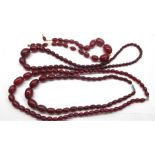Collection of 4 Antique strings of graduated Cherry Amber / Bakelite Beads Total Weight of Beads Are