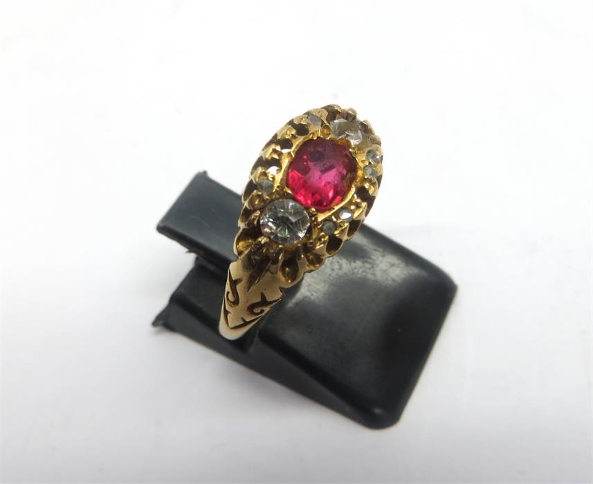 Antique 18ct gold Ruby & Diamond Dress Ring - Image 2 of 3